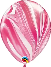 11"/28cm Balónek Qualatex mramor červeno-bílý 1ks