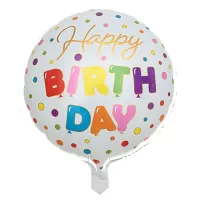 Fóliový balonek kruh Happy Birthday s puntíky