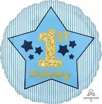 Foliový balonek 1st birthday modrý 43 cm