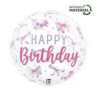 Fóliový balónek Happy Birthday mašličky 46 cm