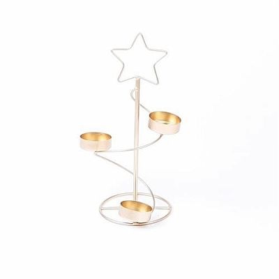 Svícen zlatý s hvězdou - 30 cm