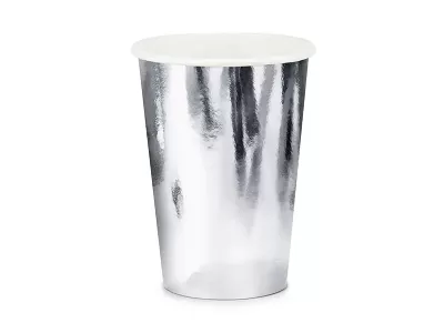 Papírové kelímky metalické stříbrné 6 ks