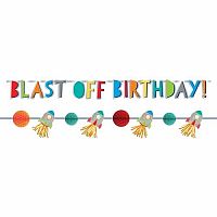 Party nápis vesmír Blast Off Birthday 2 ks