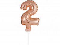 ČÍSLICE NA DORT nafukovací - 2 rose gold - 13cm