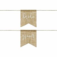 Dekorace na židli jutová Bride Groom 2 ks