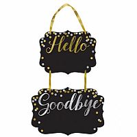 Tabule s nápisem Hello a Goodbye