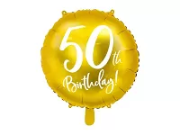 Foliový balonek zlatý - 50th Birthday - 45 cm
