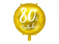 Foliový balonek zlatý - 80th Birthday - 45 cm