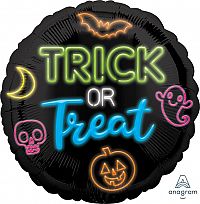 Fóliový balónek neon - Trick or Treat - 43 cm