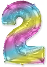Foliová číslice 2 duhová 102cm