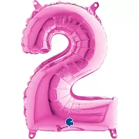 Foliová číslice 2 růžová - 35 cm