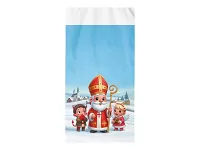 Mikulášský sáček - Mikuláš čert a anděl - modrý 20 x 39 cm