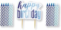 Set svíček Glitz - modré Happy birthday 13ks
