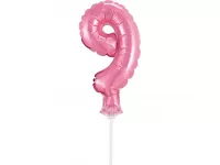 ČÍSLICE NA DORT nafukovací - 9 růžová, 13cm