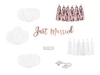 Svatební dekorační set na auto "Just married" rose gold