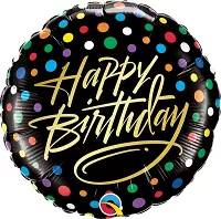 Fóliový balónek HB Černý s puntíky 45cm