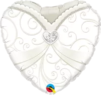Fóliový balónek Srdce - Svatební šaty 45cm