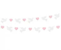 Girlanda papírová hrdličky - růžové srdce 150cm