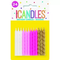 Svíčky dortové - dívčí spirály, 24ct