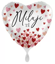 Foliový balonek Miluji tě - barevná srdíčka CZ 43 cm